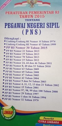 Image of Peraturan Pemerintah RI Tahun 2015 Tentang Pegawai Negeri Sipil (PNS)