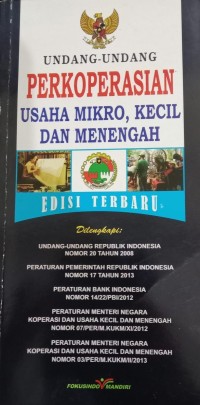 Image of Undang-Undang Perkoperasian Usaha MIkro, Kecil Dan Menengah